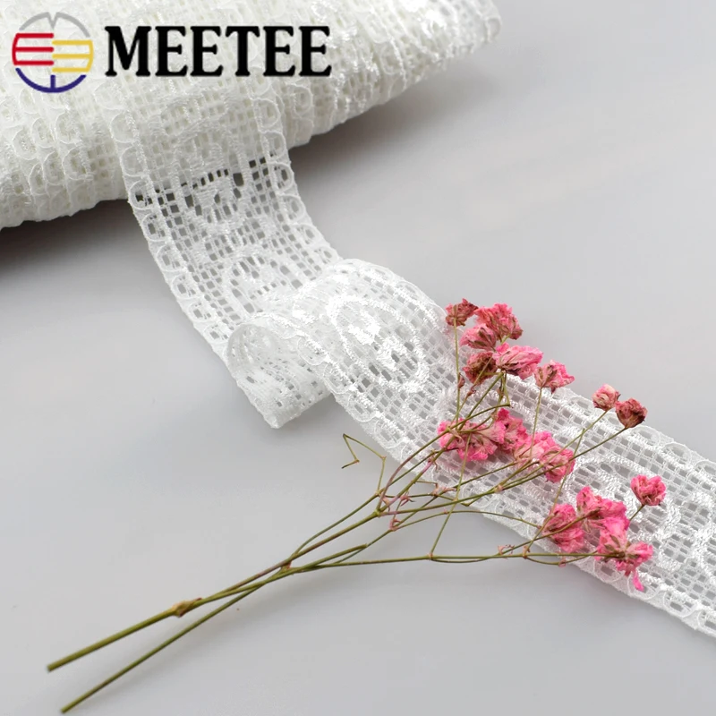 Meetee 10Yards 34mm Nylon Cotton Elastic Band Lace Webbbing DIY Garment Sewing Accessories Home Textile Children's Hair Material | Дом и