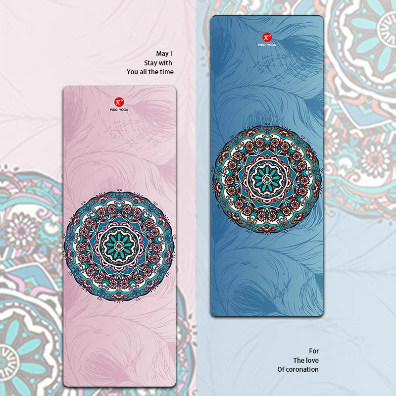 Нескользящий замшевый бархатный Коврик для йоги с принтом утолщенный коврик 6 мм