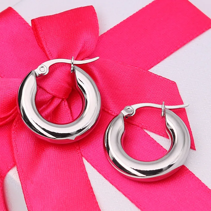 

1 pair Chunky Hoop Earrings Loop Gold Silver Color Earring Stainless Steel Classic Jewelry Hoops Huggie Small Hip Hop Korean