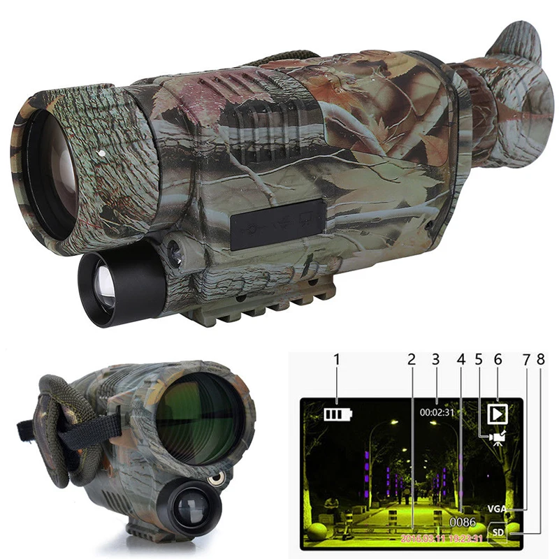 5X42 IR Dual-use Monocular Binoculars Telescopes Scope Hunting Infrared Dark Night Vision monitor digital DV video recording