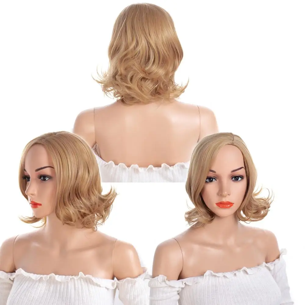 Женский короткий вьющийся парик из синтетических волос натуральный кончик без