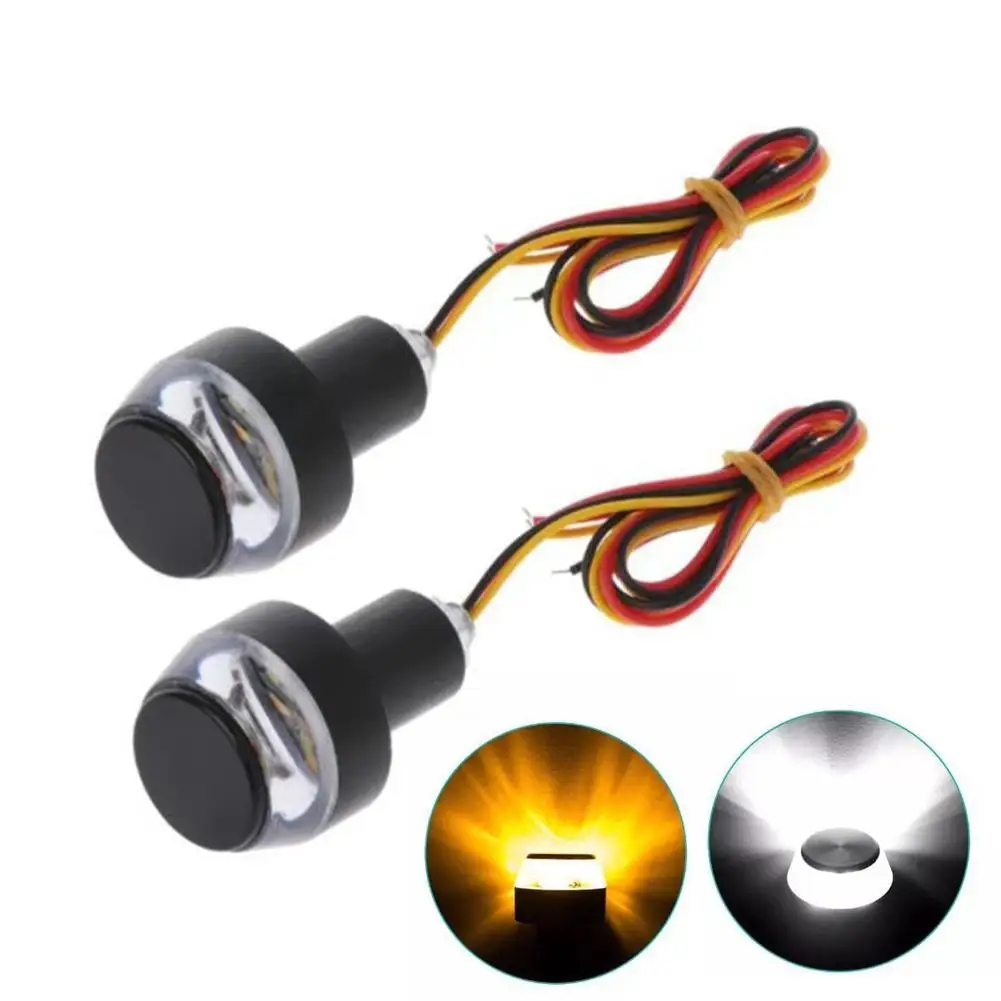 

2Pcs 12V CNC Turn Signals Motorcycle LED Handle Bar End Blinker for 22mm Handlebar Signal Light Flashing for Handle Bar