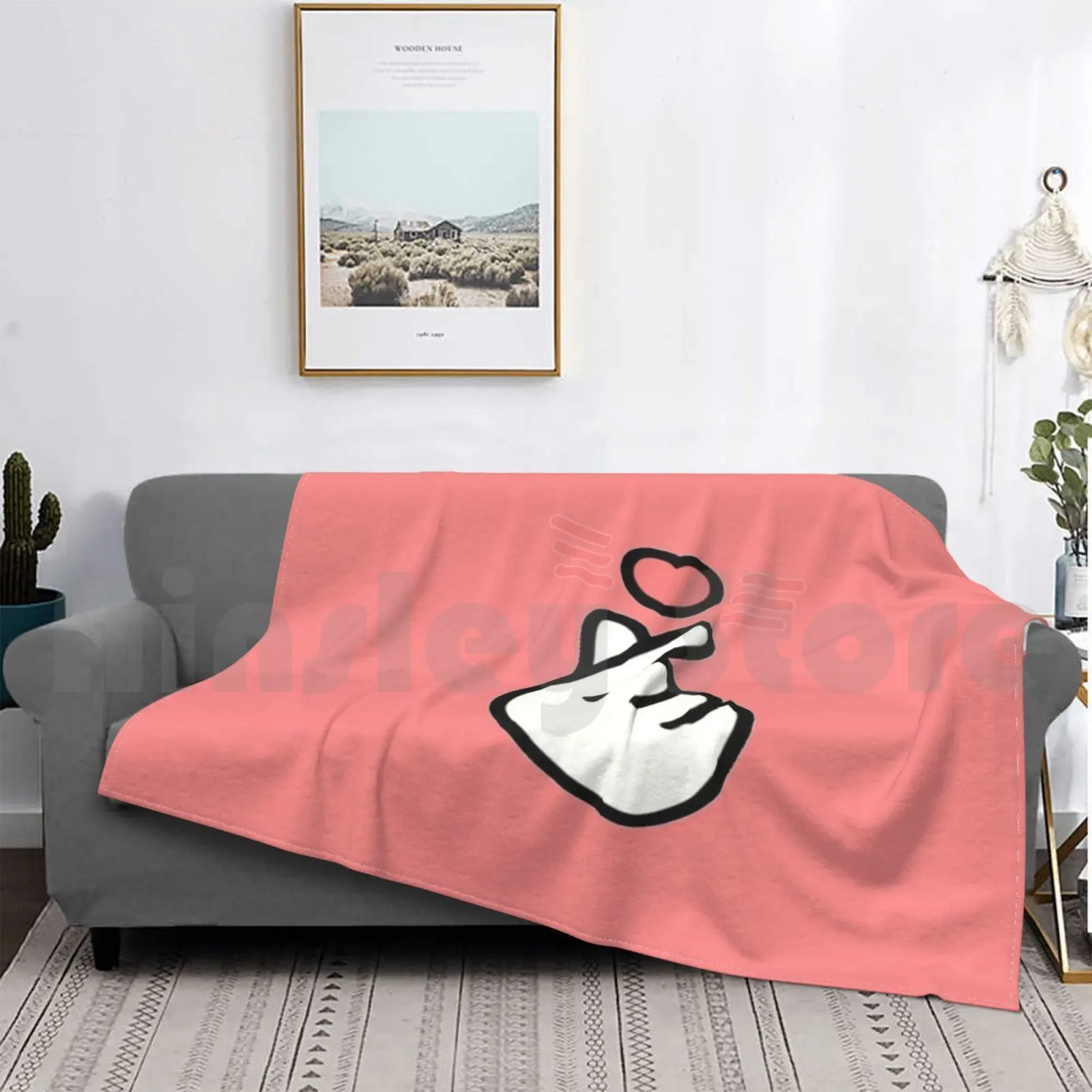 Одеяло с сердцем из сеула Модный корейский рисунок Kdrama средний палец в Корейском