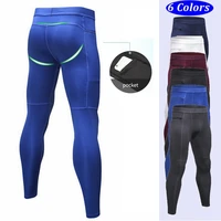 compression tights mens running legging gym training joggings sportswear sports pants with pocket skinny trousers soccer pants