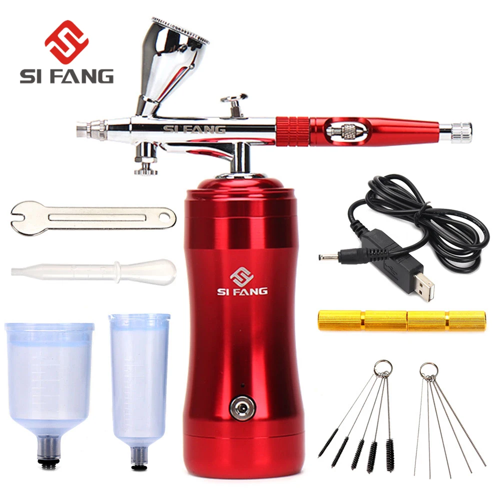 

Airbrush Kit For Nail Art Face Paint Cake Coloring Spray Pen Gun With Rechargeable Airbrush Compressor Ink Cup Sprayer Tool