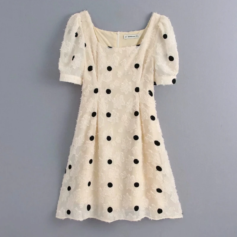 Женское шифоновое платье с вышивкой в горошек Повседневные Вечерние мини платья