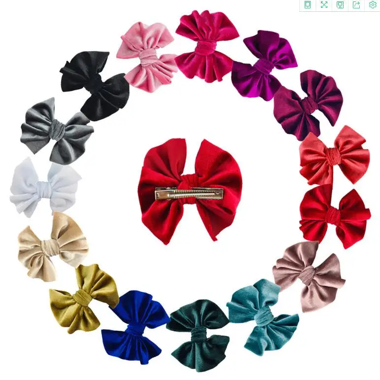 

24Pcs/Lot,4"Inch Large Velvet Hair Bow,Baby Hair Clip,Elastic Nylon Girls hairband,DIY Hairpin Barrette,Women Hair Accessories