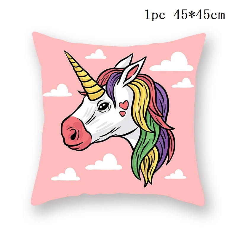 

45x45cm Unicorn Cushion Cover Unicorn Party Decoration DIY Girl Unicorn Brithday Decor Unicorn 1 2 3 Birthday Unicornio