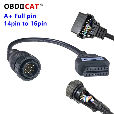 Для автомобиля Be-nz 14pin полный контактный кабель для OBD2 16pin кабель OBDII разъем OBD 2 адаптер автомобильный диагностический инструмент 14 pin