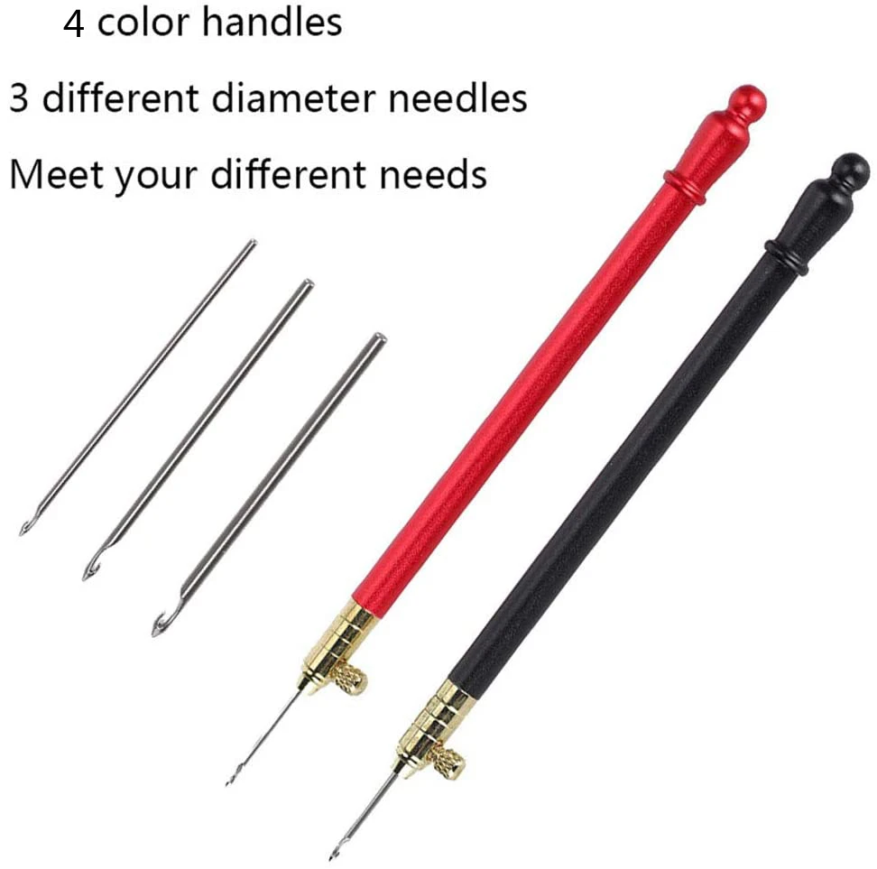 1 шт. Крючки для вышивки с наконечниками из нержавеющей стали и 3 иглами для французской вышивки, бисероплетения и пришивания пайеток.