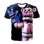 Летняя футболка для мальчиков и девочек, одежда с большим медведем, Классическая игра, аниме Freddie Five Nights, топ для девочек с 3D принтом, Веселый уличный костюм FNAF