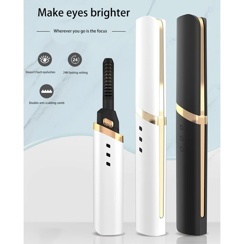 

Electric Heated Eyelash Curler Long Lasting Natural Eye Lash Curler Beauty Tools USB Charge Makeup Curling Kit