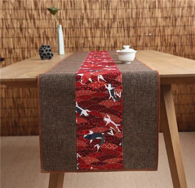 New Patchwork Joyous Fish Table Runner Natural Cotton Linen Chinese style Xmas Wedding Party Tea Cloth Dining Mat | Дом и сад