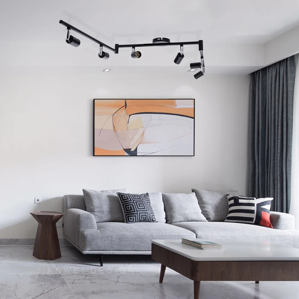 $37.13 4/6 Head LED Ceiling light GU10 Rotatable angle adjustable Lamp Black Silver for Living Room bedroom AC90-260v Spot Lighting