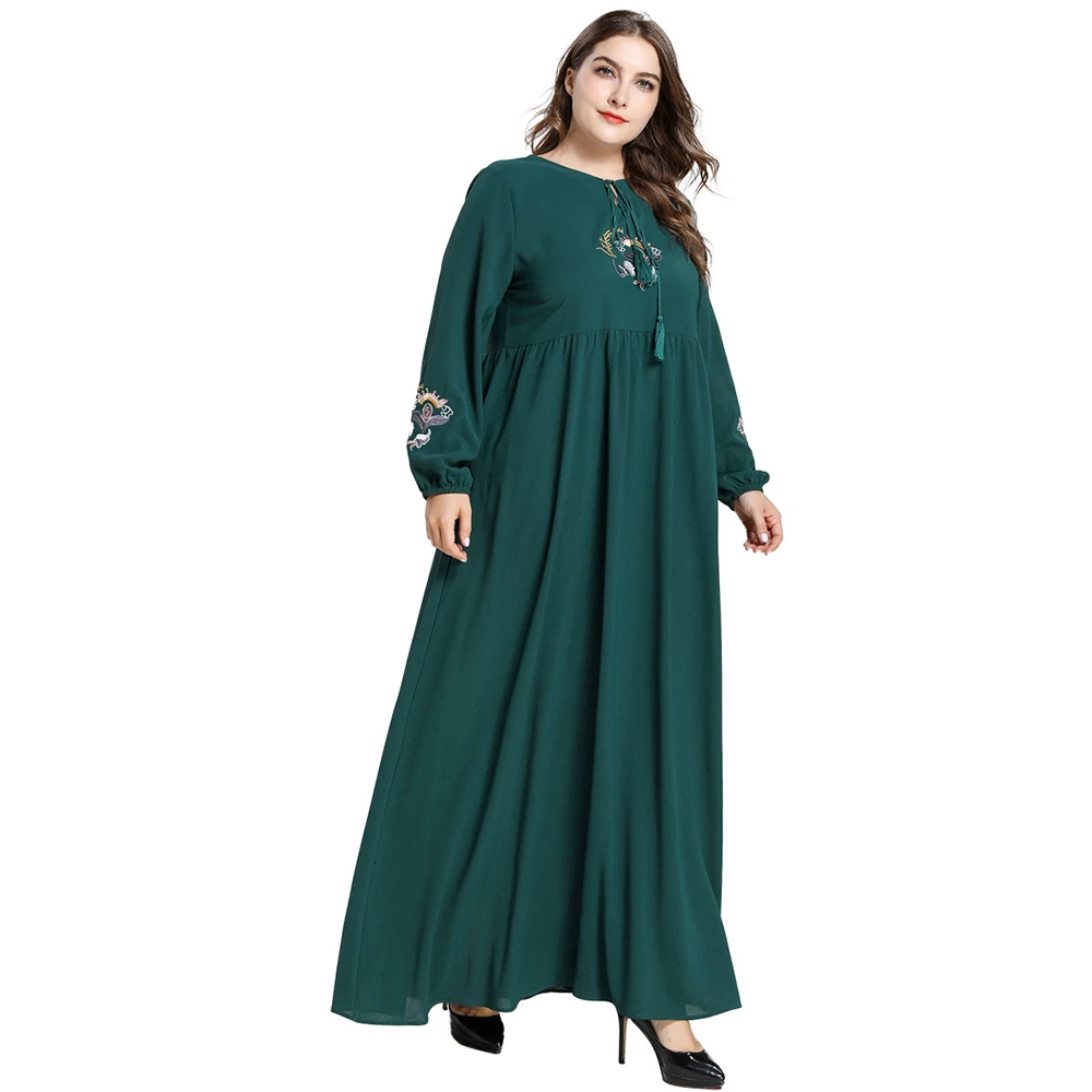 

Ramadan Muslim Women Abaya Long Sleeve Maxi Dress Robe Cocktail Party Pleated Flare Sleeve Islamic Dubai Kaftan Jilbab Plus Size