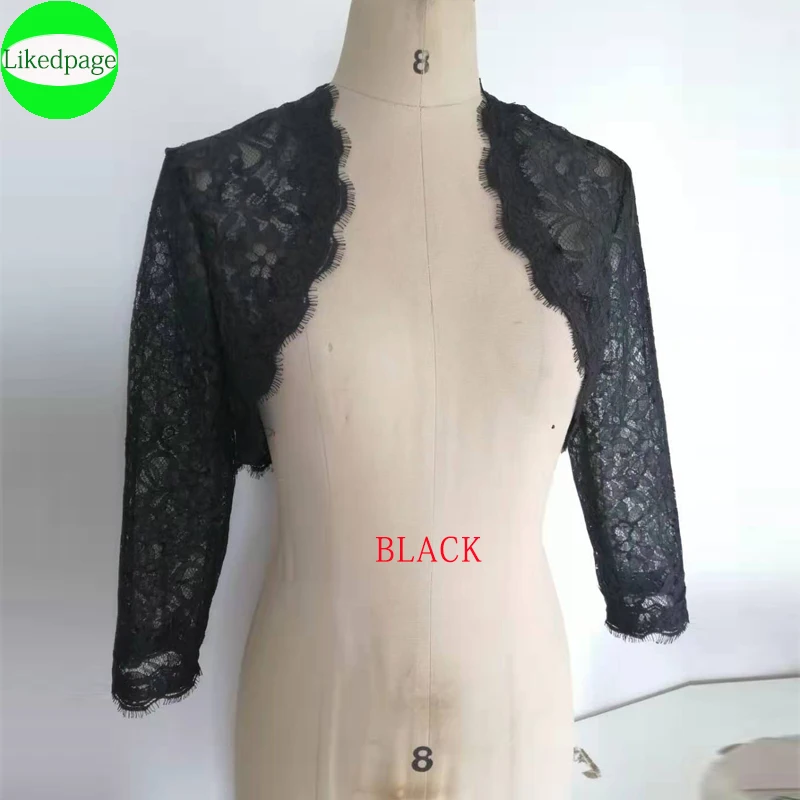 Кружевное Свадебное платье куртка 2021 простая цельная Для женщин 3/4 длинный рукав