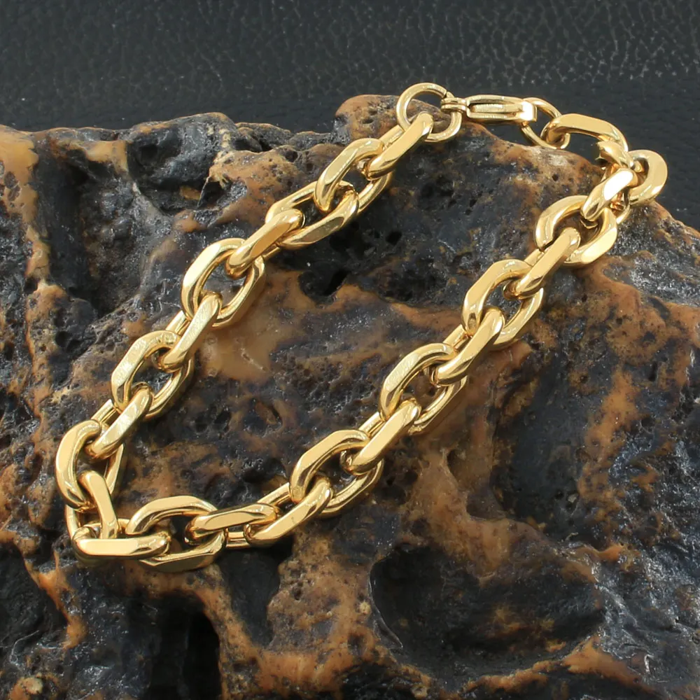 Мода 9 мм с золотым Цвет из нержавеющей стали ювелирные изделия браслет оптом