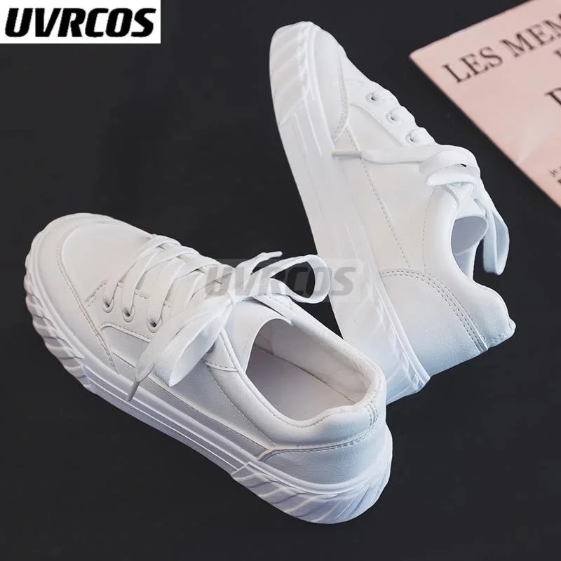 Прошитые Белые женские кроссовки Женская Вулканизированная спортивная обувь на