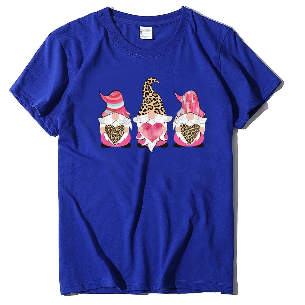 

Valentine's Day Three Dwarfs Holding Love Print Women's Casual T-shirt Short Sleeve Summer Plus Size