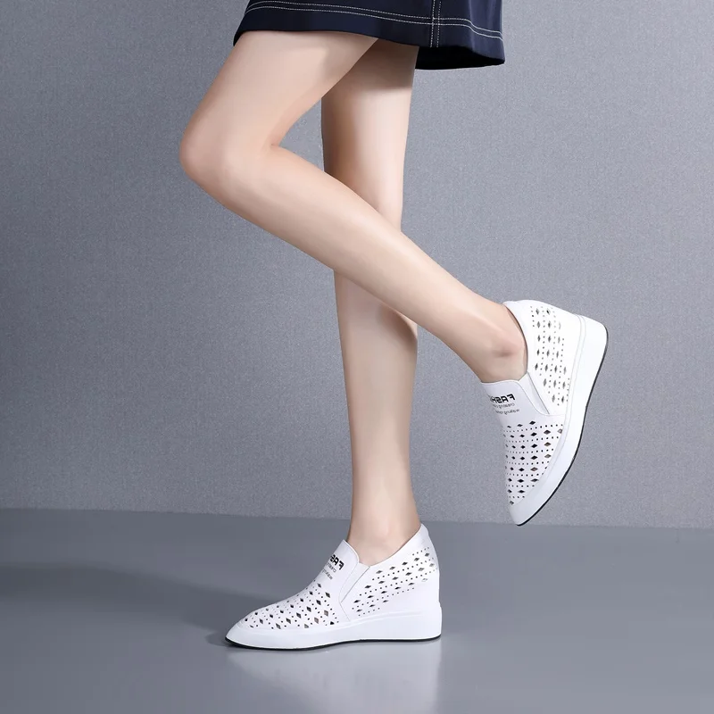 

EGONERY Women spring New Style Leisure Shoes Solid color Comfortable Concise Pointed Toe Fashion hollow office lady