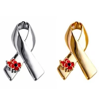 lovely poppy flower ribbon bow brooch pin alloy gold polished scarf buckle exquisite women christmas gift jewelry