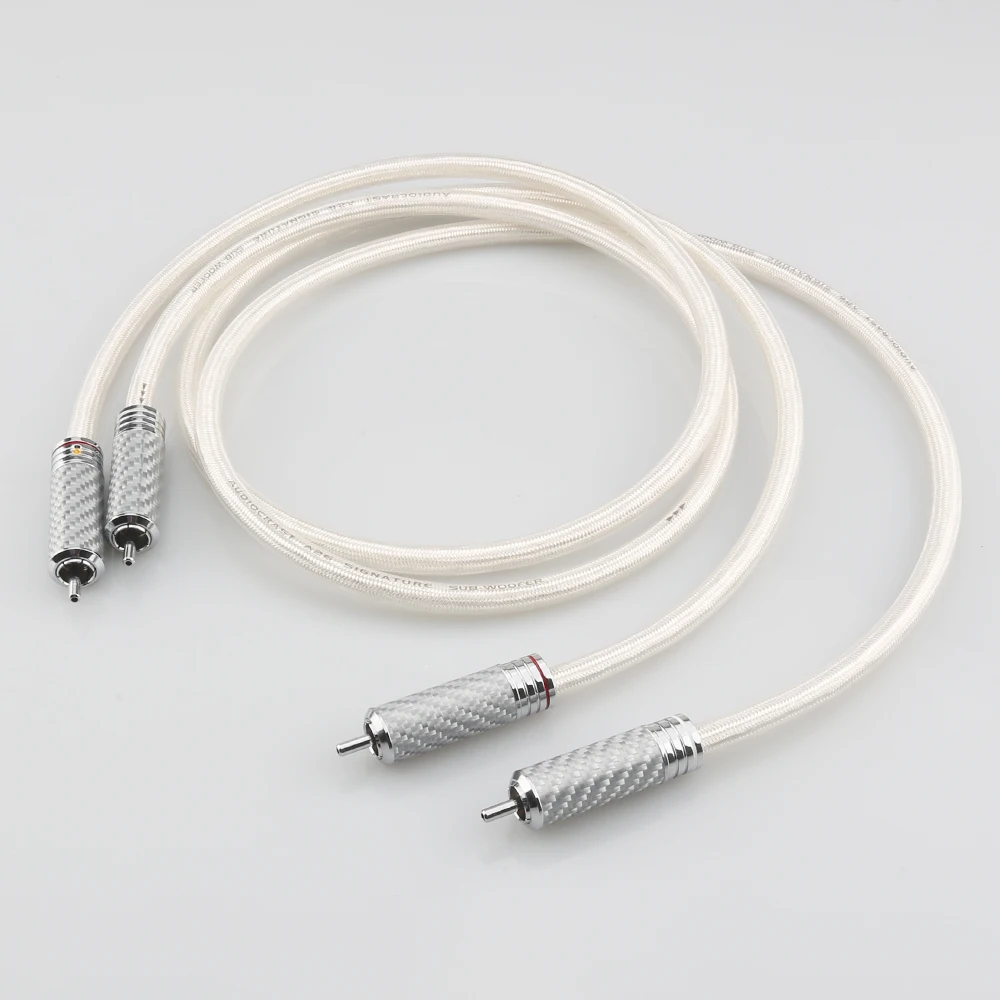 

Пара HiFi посеребренный аналоговый кабель RCA OFC с разъемом RCA из углеродного волокна