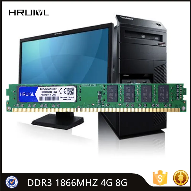 Hruiyl Memória Ram Embutida 1866 Mhz 8gb 4g Módulo de Memória Dimm para Computador Placa-mãe de pc 1866 Mhz 240 Pinos 1.5v