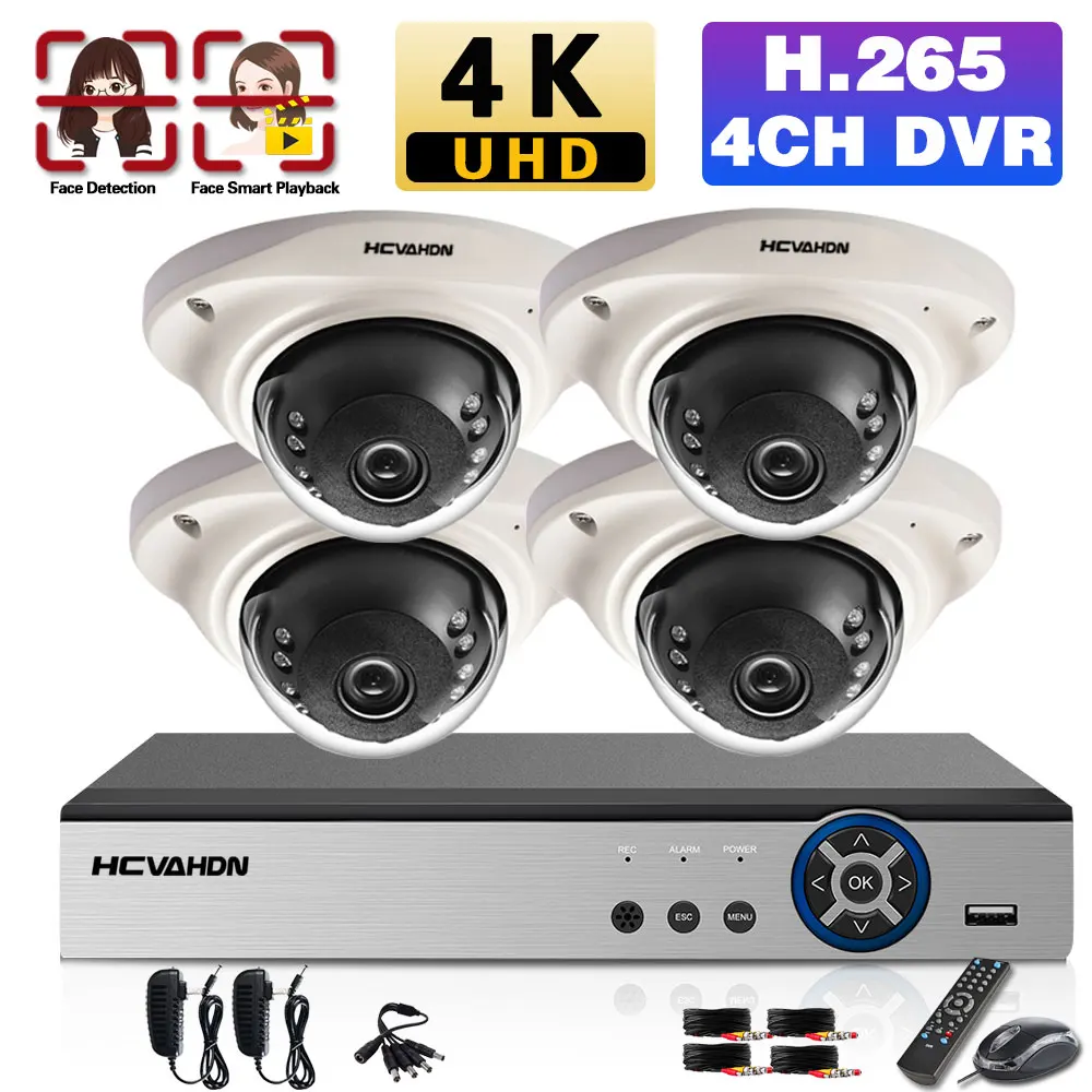 

4 Channel CCTV DVR Camera Surveillance with Cameras 4K Outdoor Waterproof Security Video Surveillance System Set 4CH 8MP XMEYE