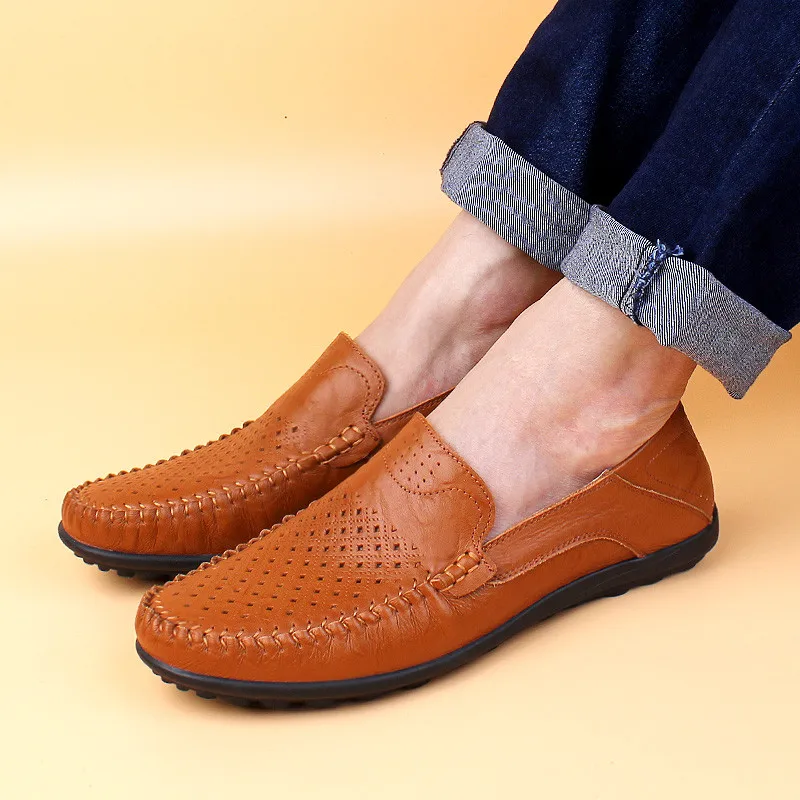Мужская обувь из натуральной кожи мужская лоферы коричневые Повседневные