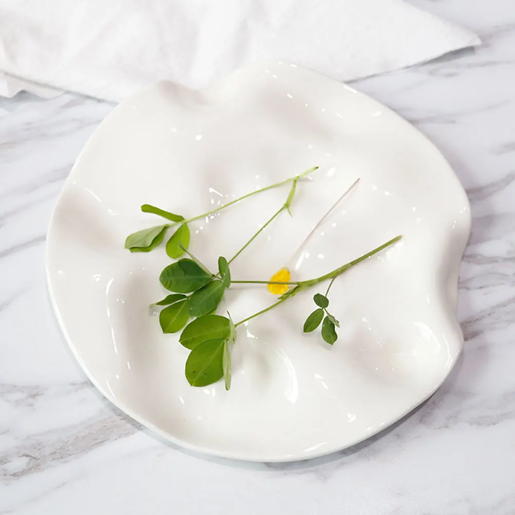Creative Irregular Ceramic Tray Display Plate Dish French Restaurant Cake Egg Lotus Leaf Pastry Dessert | Дом и сад