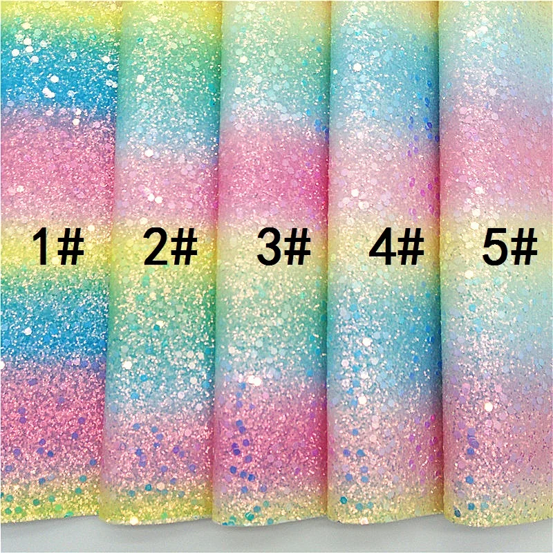 Пастельные цвета радужная блестящая кожа искусственная ткань винил с фетровой