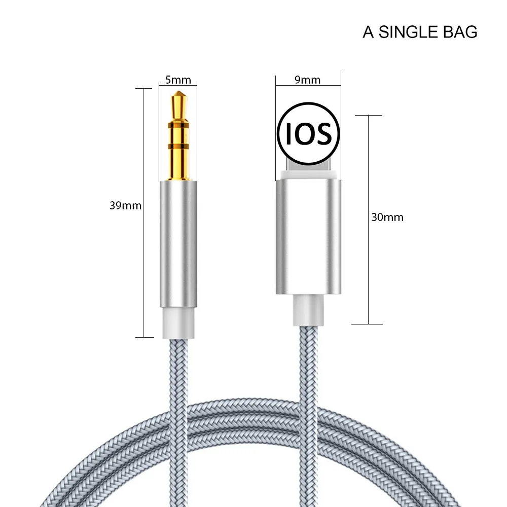 

Audio splitter Cable for Iphone 8 Pin To 3.5 Mm Jack Aux Cable Car Speaker Headphone Adapter for Iphone 11 Pro Xr 12 Iphone 8