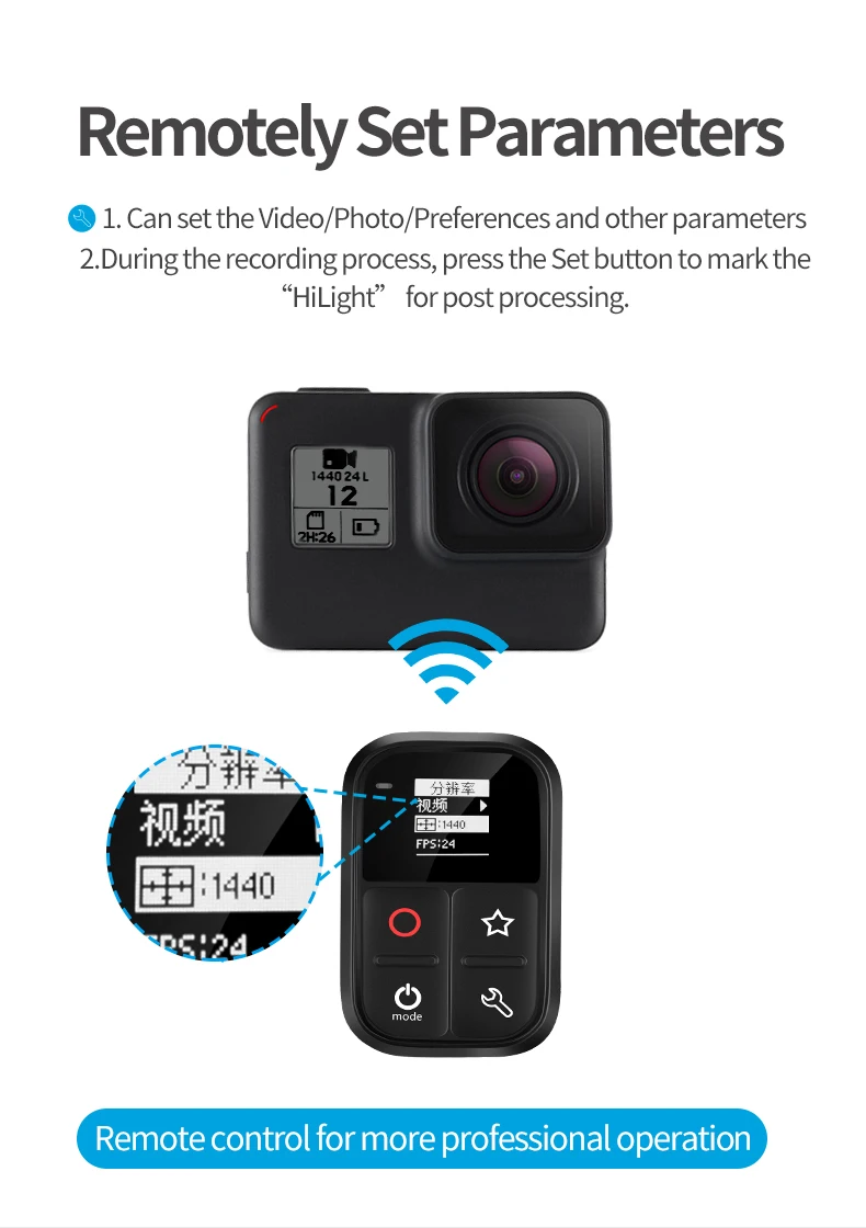 TELESIN 80M Wifi Пульт дистанционного управления для Gopro Hero Black 8 7 6 5 4 Session самолюминесцентный oled-экран дистанционный набор и ярлык