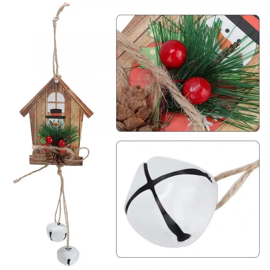 3D рождественские украшения деревянные елочные подвесные колокольчики для