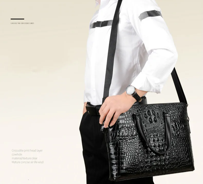 Мужская сумка из крокодиловой кожи мужской портфель Офисные Сумки для мужчин
