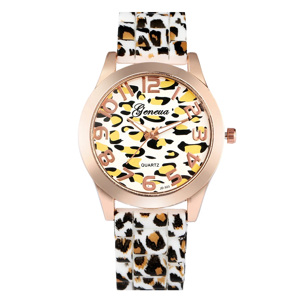 

Unique Leopard Print Quartz Watch for Women Silicone Strap Watches Luminous Analog Wristwatch for Ladies