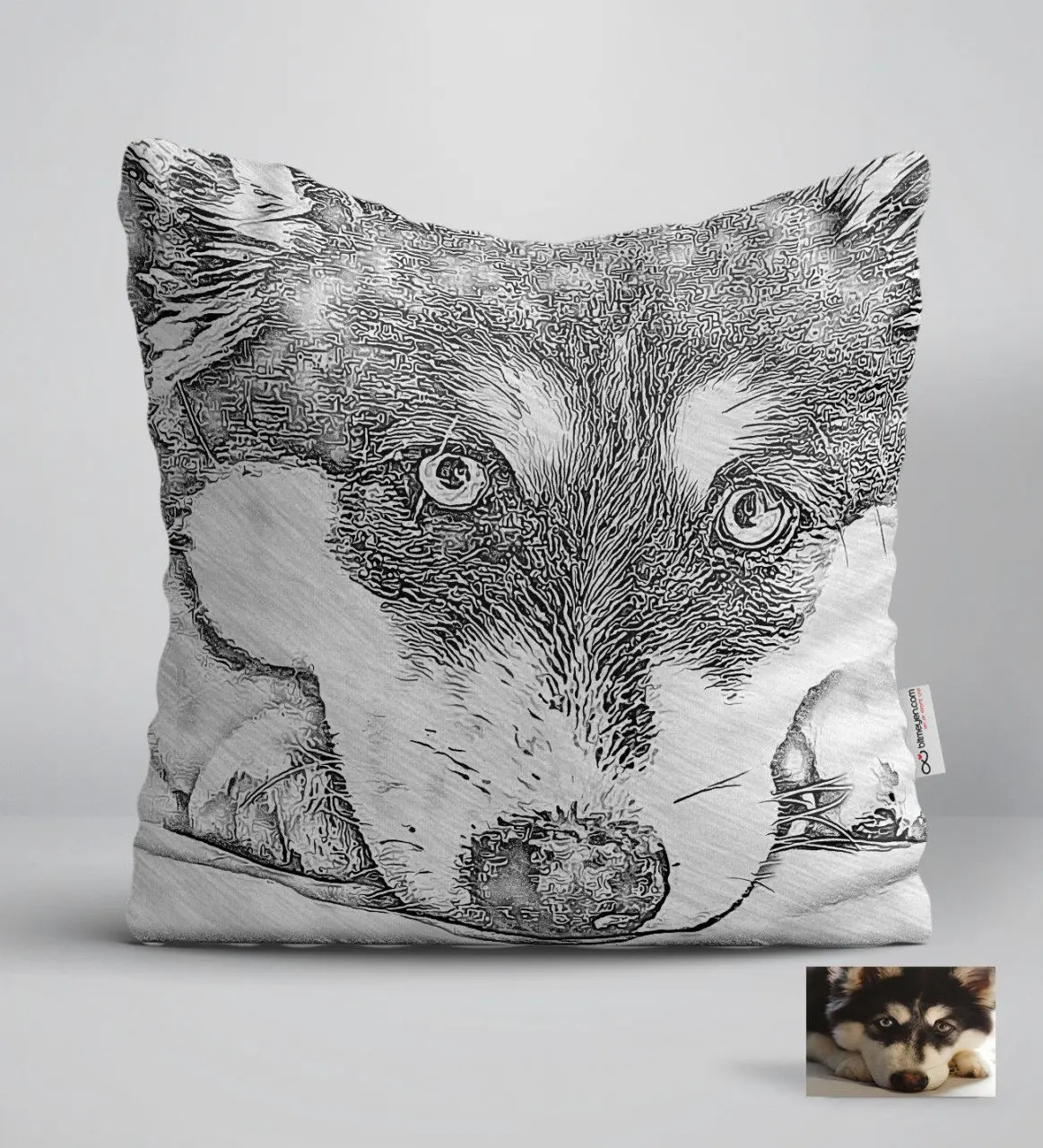 

Personalized Full Size Charcoal Dog Caricature Of White Yastık-1