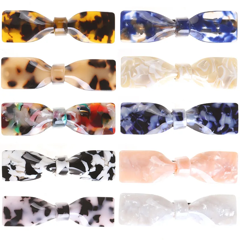 

Woman Acetate Hair Clip Retro Leopard Marble Print Acrylic Bow Hairpins Top Clip Catch Clip Barrettes Geometric Hair Accessories
