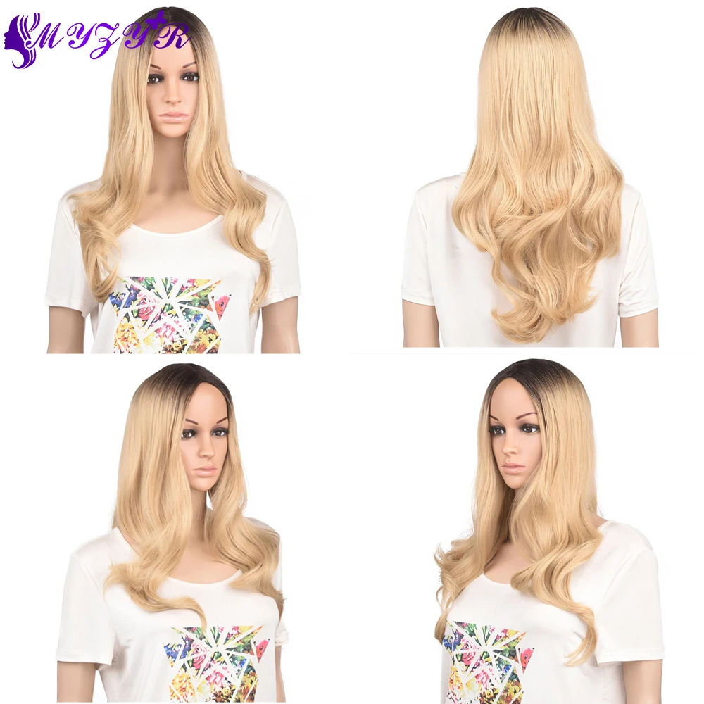 

ZYR длинный волнистый синтетический парик Омбре, искусственная кожа головы, Термостойкое синтетическое волокно для чернокожих женщин