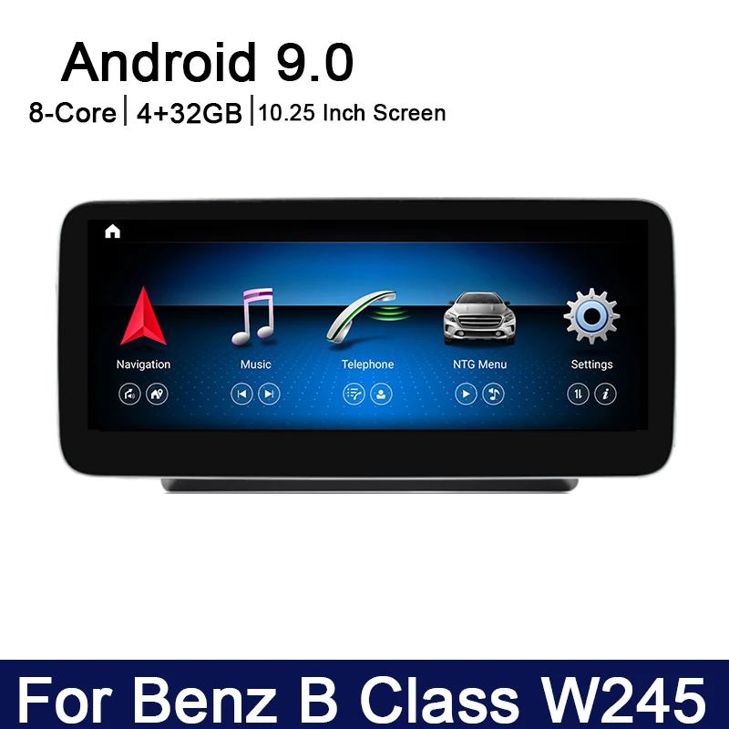 Автомобильный мультимедийный плеер Android 9 0 8 ядер 4 + 32 ГБ для Mercedes Benz B Class W245 2015 ~ 2019