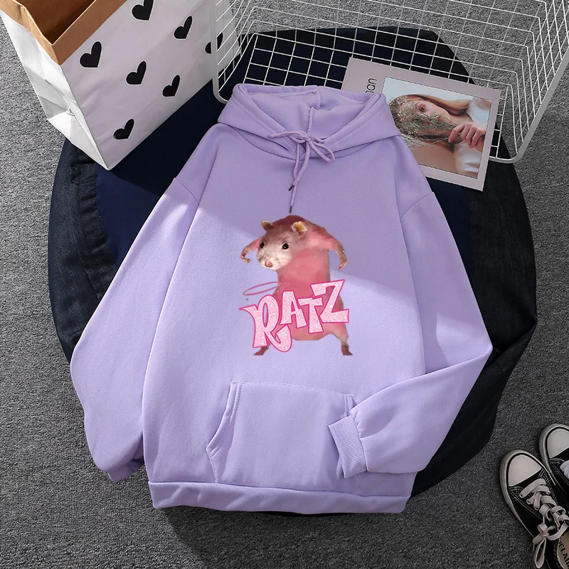 

Y2K Women RATZ animal kawaii hoodies Girls Top Vintage sweatshirts ong Sleeve Oversized Hooded Sweatshirt Large hoodie clothes