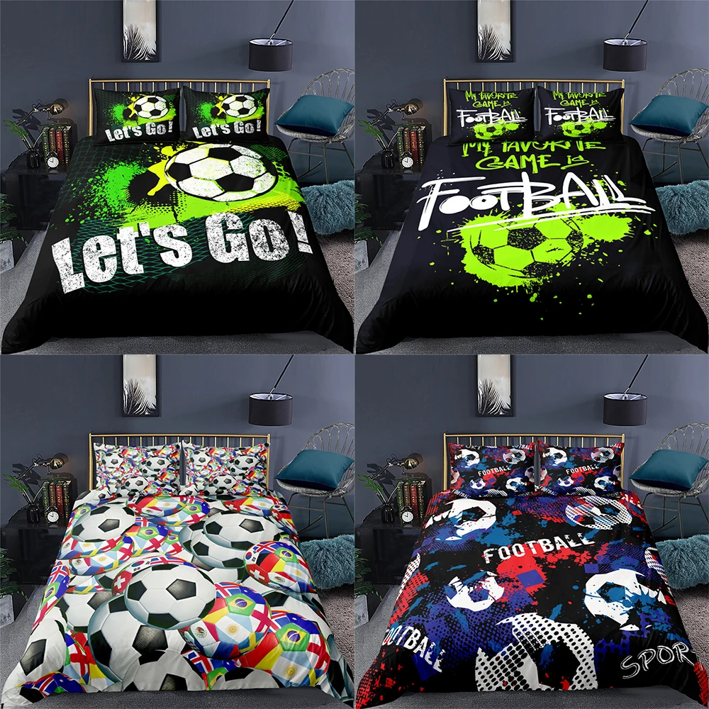 

3D Football Printed Duvet Cover Soccer Bedding Set Quilt Cover Kids Comforter Set Bedroom Decor For Boys Teens