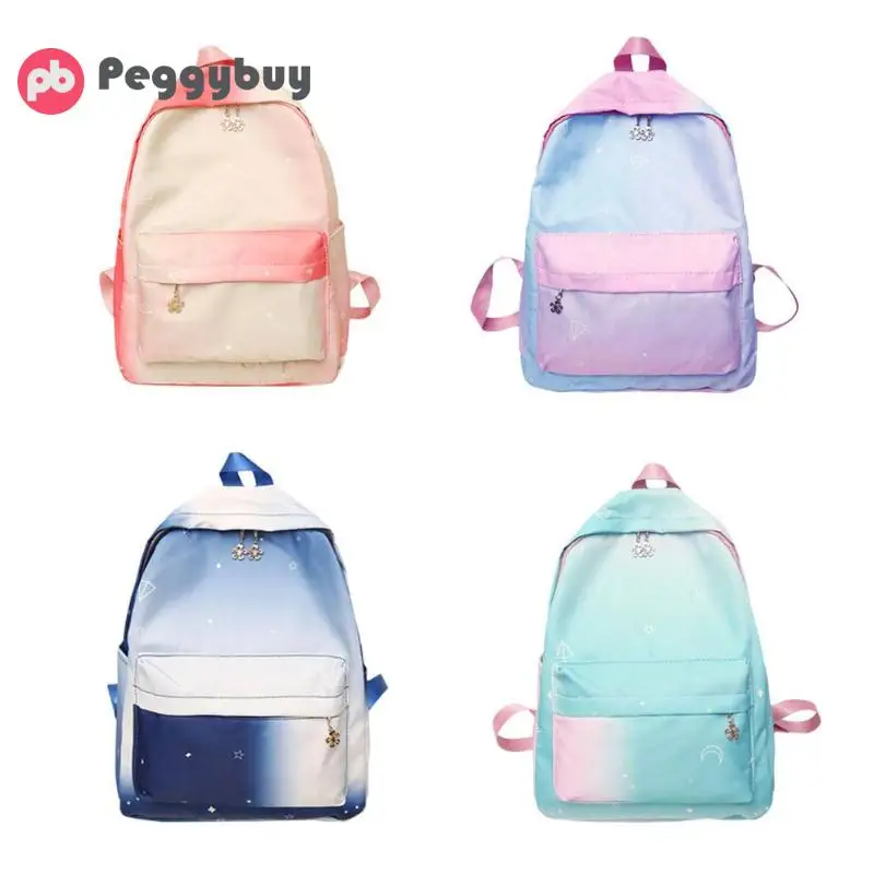 

Teenager Girls Casual Gradient Backpack Star Printed School Shoulder Bag Student Large Capacity Female Leisure Travel Rucksack