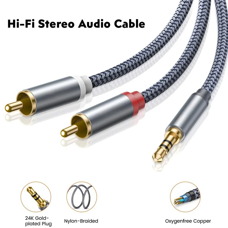 Кабель RCA-3 5 мм 2 шт. (6 футов) аудиокабель RCA от 3 до штекеров [экран hi-fi звук]