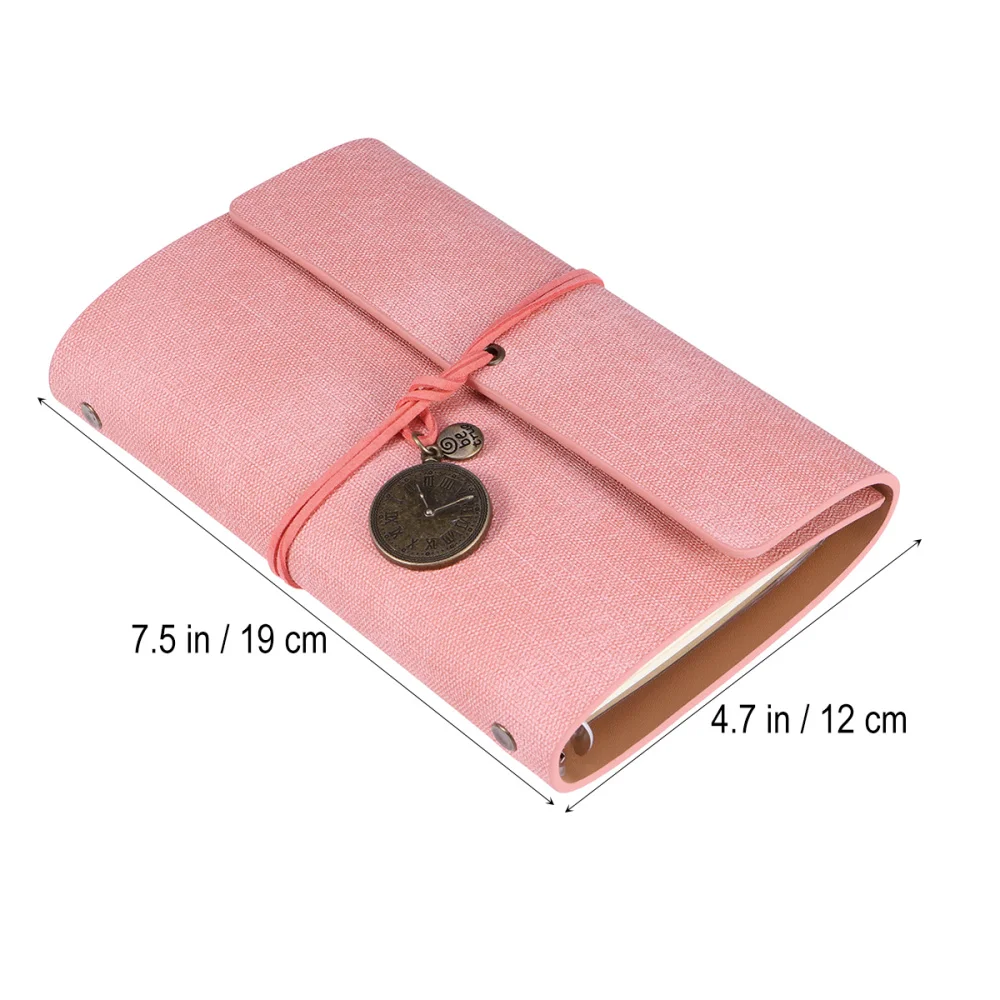 

Vintage Scrapbook Planner Creative Writing Notebook Travel Diary Notepad Stationery (A6 Pink, Horizontal Version)