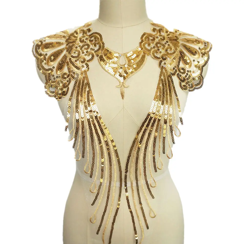 1 комплект золотых и серебряных блесток кружевной ткани благородное платье