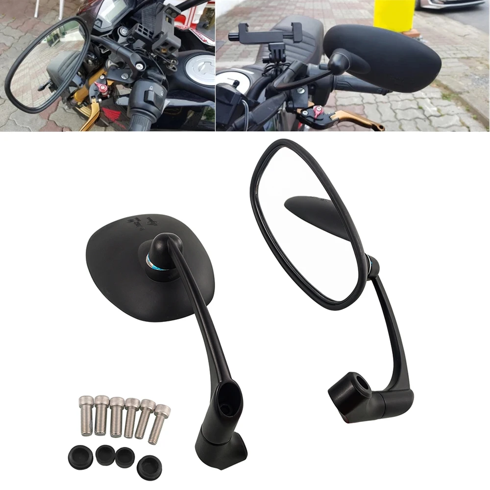 

Мотоциклетное черное зеркало L-bar ретро овальное боковое мотоциклетное зеркало заднего вида E9 Mark для GN/ CG Cafe Racer