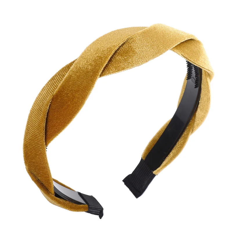 velvet 1 LEVAO Serpentine Winding Cross Headband Vintage Hairbands Bezel Turban Women Girls Hair Accessories Hair Hoop Headwear Fashion - Цвет: velvet 1