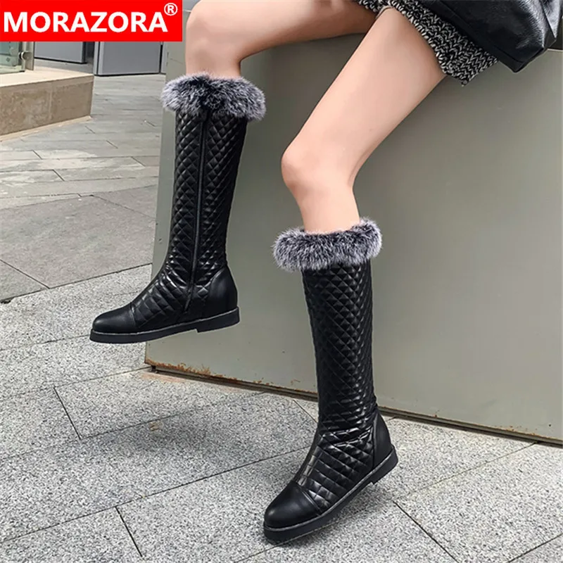 MORAZORA/2020 Большие размеры 33 43 Теплые зимние сапоги до колена Удобные женские на