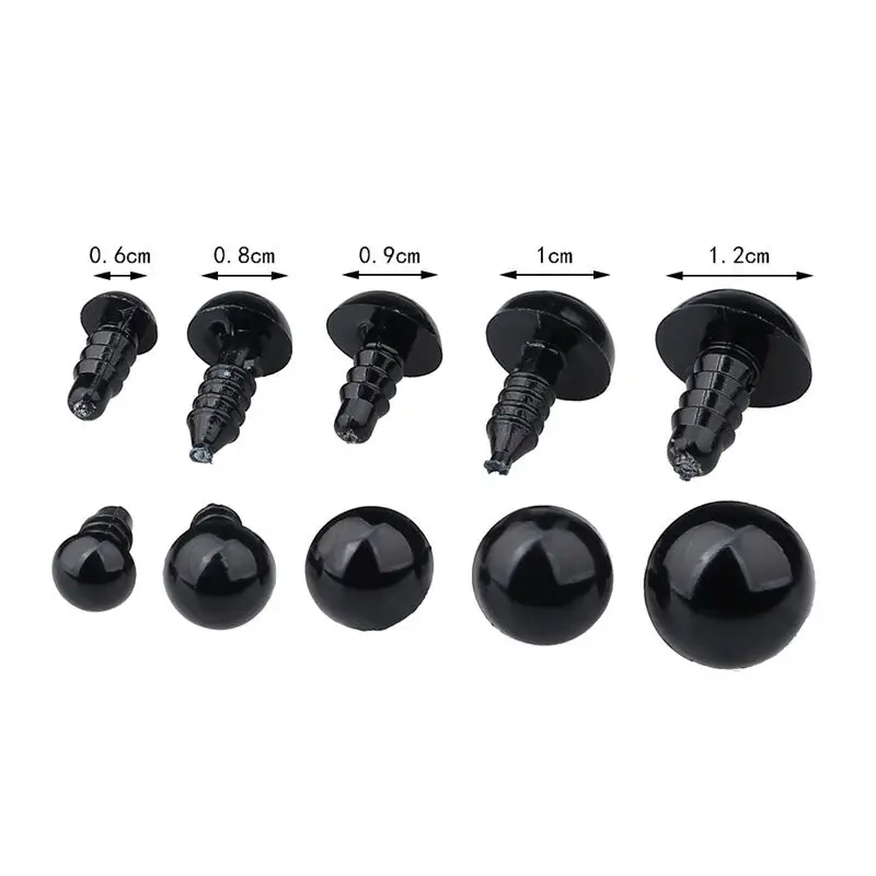 

100Pcs 6-12mm DIY Doll Eyes Black Plastic Crafts Safety Eyes for Teddy Bear Soft Toy Animal Doll Amigurumi DIY Accessories